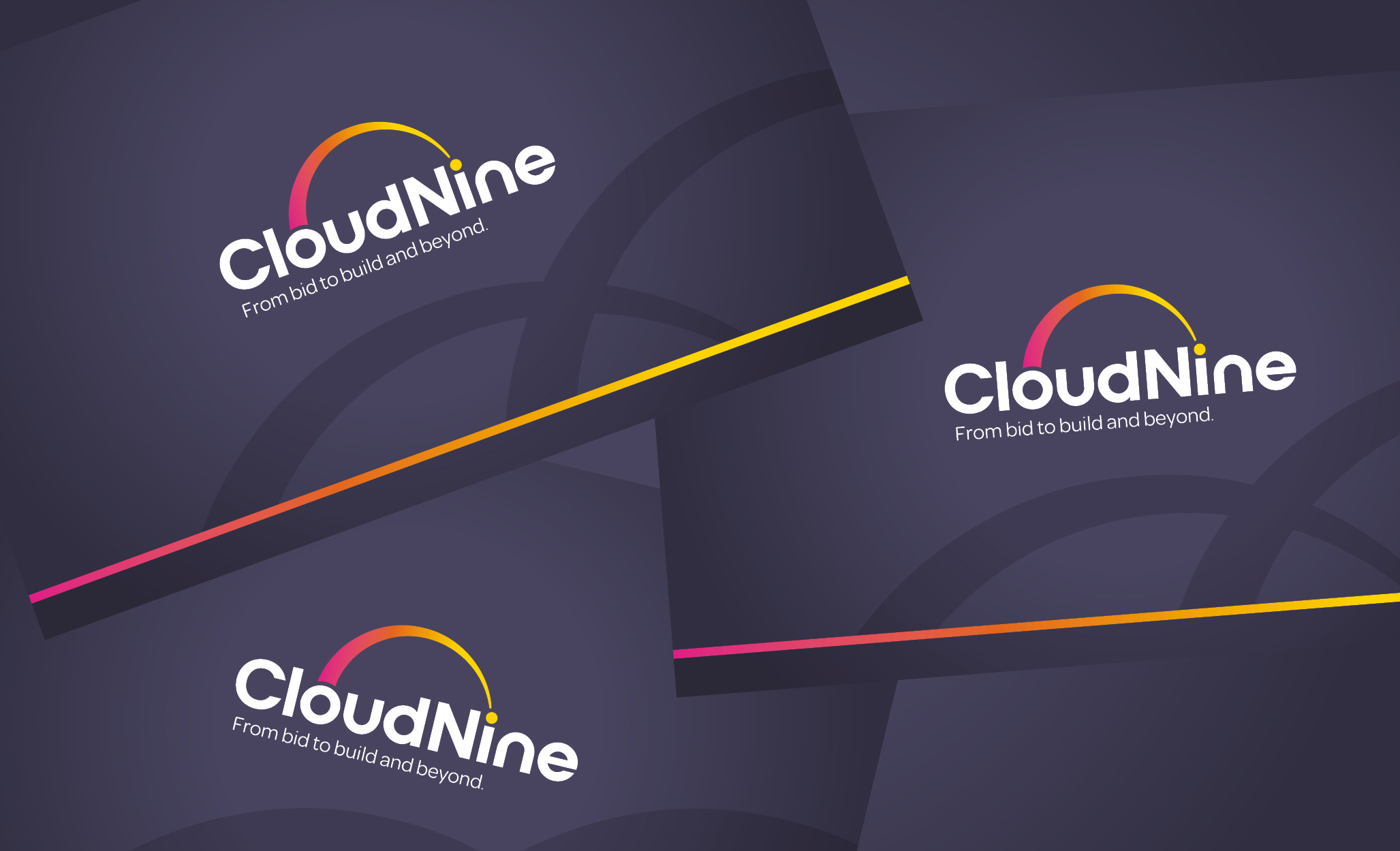 layered CloudNine business cards to showcase brand and logo